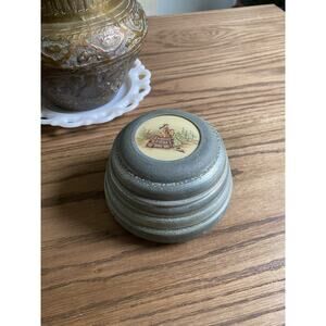 Vintage 1930s Lador Swiss Musical Powder Puff Box Aluminum Victorian Jewelry Box